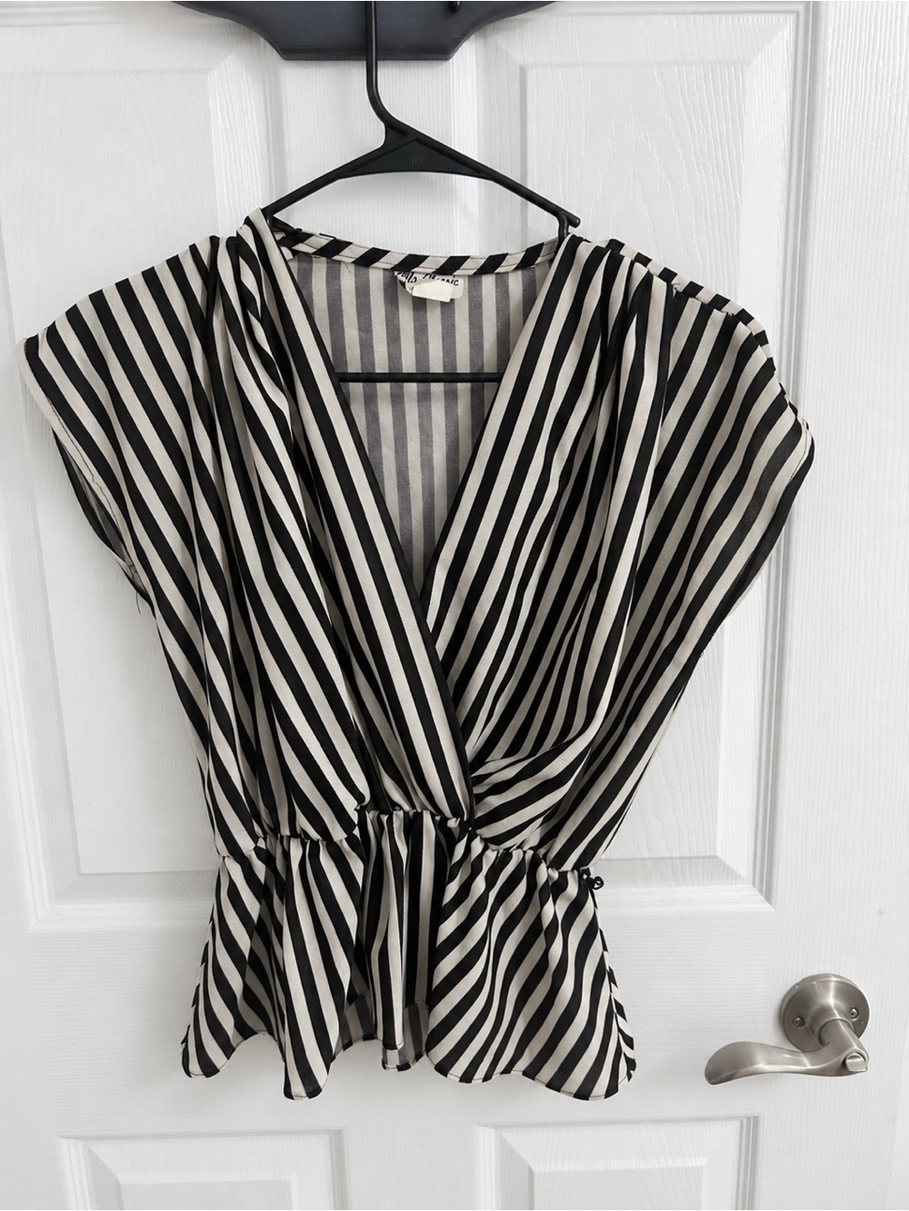 Striped Black and White Peplum Top